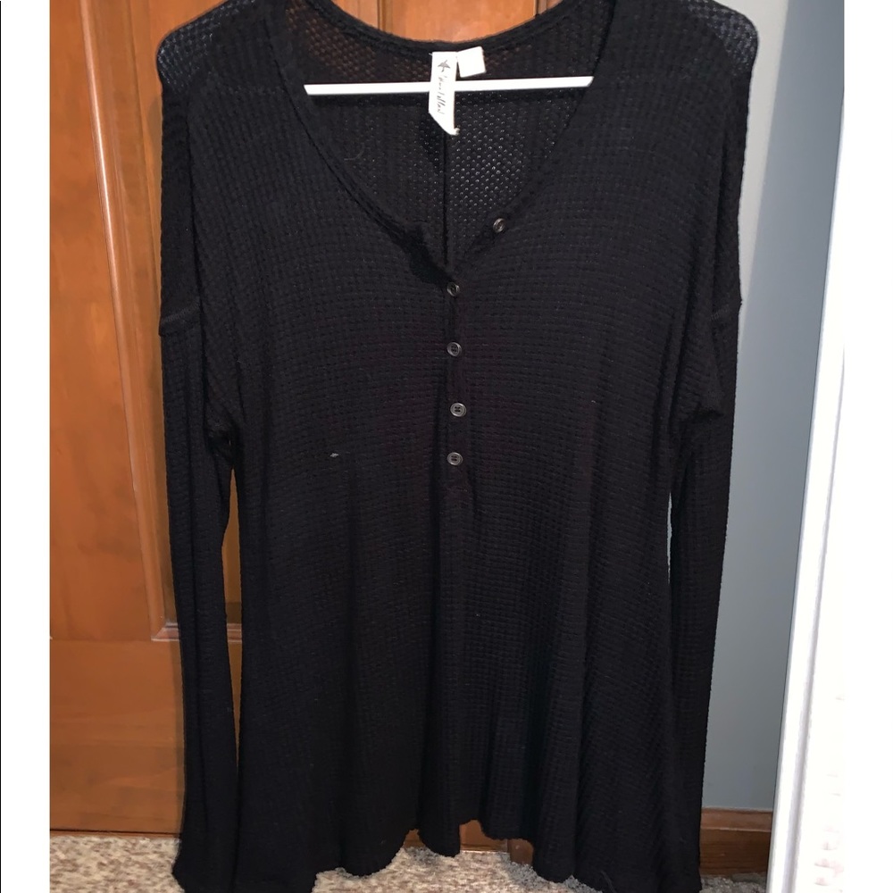 black thermal button up